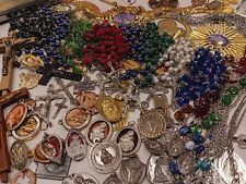 75 pc Lot Vtg Religious Items: Rosaries, Crosses, Medals, Necklaces, More picture