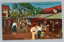 Los Angeles California CA Olvera Street Linen Postcard 1930-45 picture