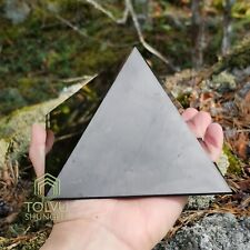 Large Shungite Pyramid 4.7 in  Real Russian shungite mineral - Authentic - Tolvu picture