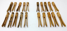 20 Vintage Wood Clothes Pins Round Top Flat Head Crafts Art Laundry picture
