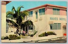 Hollywood Beach Florida Waves Motel & Apartments Streetview Chrome Postcard picture