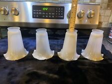 FOUR  Beautiful 5 3/4” Frosted Tulip Ruffle Edge Light Shades/Globes. picture