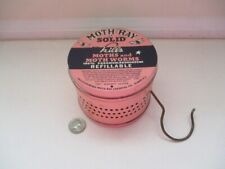 VINTAGE PINK MOTH RAY TIN for MOTHS AND MOTH WORMS - GREAT GRAPHICS - NEWARK NJ picture