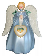 Vintage Victorian Angel Tree Topper Hallmark In box Light Blue White Wings Heart picture