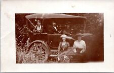 RPPC People Pose beside Antique Automobile - Photo Postcard c1910-1930s picture