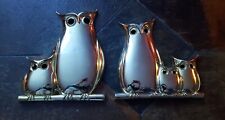 Vintage 70s SYROCO Gold Owl Wall Plaques MON CRY 7414 7415 Set of 2 Made in USA  picture