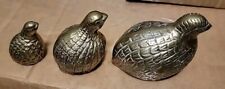 Vintage SOLID BRASS QUAIL Family Bird Figurine Lot Set of 3 picture