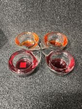 Partylite P8918 Set of 4 Groovy Tea Lights Glass 2 Orange 2 Red Candle Holders picture