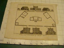 Original Engraving:1700's or 1800's  - PLAN & ELEVATIONS of FARM - houses  picture