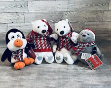 4 Vintage Coca Cola Polar Bears Penguin and Seal Plush Bean Bag Animals w/ Tags picture