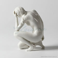 Art Sculpture Handmade White Ceramics Naked Woman Left Hand Brace Head Statue picture