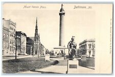 c1905 View Of Mount Vernon Place Statue Baltimore Maryland MD Antique Postcard picture