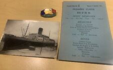 SS PASTEUR SUD ATLANTIQUE FRENCH INDOCHINA TROOPSHIP MENU,INSIGNIA,POSTCARD,RARE picture