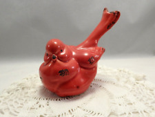 VINTAGE Red Orange Ceramic Cardinal Bird Figurine 4 1/2