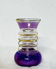 Vintage 1950's Iridescent Purple Posey/Bud Vase w/Hand Painted Gold Trim Round picture