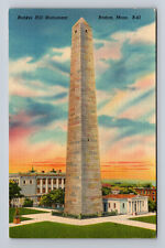Bunker Hill Monument Charlestown Boston MA Colorful Linen Divided Back Postcard picture