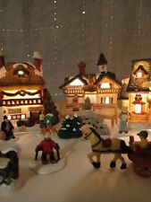 Set/3 Vtg Mini Dickens Houses W/ 14 Mini Accessories Christmas Village Ready  picture