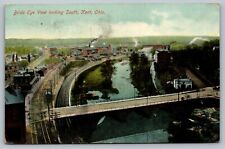 Postcard Birds Eye View Looking South Kent Ohio Train Tracks Industrial Area picture