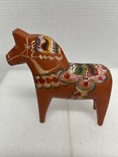 Vintage Swedish Dala Wooden Horse Hand Painted Crafted 6.5