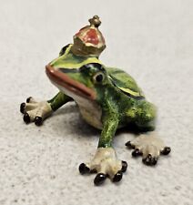Vienna Bronze Cold Painted Miniature FROG PRINCE WITH CROWN Figurine Statue picture