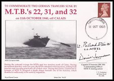Sinking of German Trawlers by MTB's 22, 31 and 32 Navy Cover Signed 2 MTB CO's picture