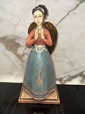 Hand Carved Wood Latin Santo Guardian Angel Sculpture - Beautiful picture