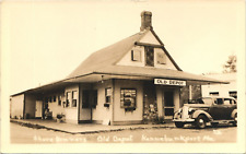 KENNEBUNKPORT, ME, OLD DEPOT antique real photo postcard rppc MAINE DINER 1940s picture