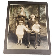 VTG Antique 1910s Family Photo Portrait 20x16 Matted Eerie Somber Creepy Toddler picture