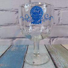 PABST BLUE RIBBON Vintage 1970s Classic Thumbprint Glass Beer Goblet picture