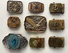 LOT 10 VINTAGE WW2 OR LATER US MILITARY NAVY BRASS JUNK DRAWER BUCKLE PLUS MISC picture
