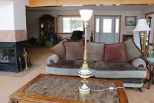 Brass  & Enamel Antique Torchiere Candle Stick Table Lamp With Diffuser Globe picture