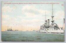 Postcard US Naval Fleet In Harbor Military Warships Ocean Nautical Vintage picture