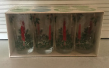 NOS Vintage Set 8 Libbey Informals Christmas Candle Holly Drinking Glasses picture