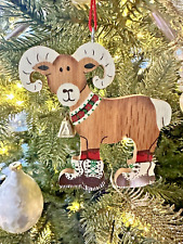 VTG Ram ornament Jackson hole Wyoming Mother Moose Paws & Claws 1987 Mnt Sheep picture