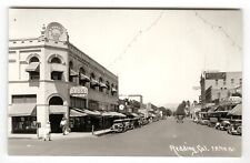 1930s RPPC REDDING CALIFORNIA STREET SCENE,DRUGS,HOTEL,AUTOS~REAL PHOTO POSTCARD picture
