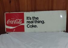 ENJOY COCA COLA  IT'S THE REAL THING ADVERTISING SIGN 1970s  27.5