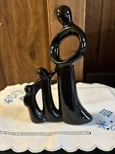 Vintage Glazed Abstract Ceramic Figurine Mother And 3 Children Statue picture