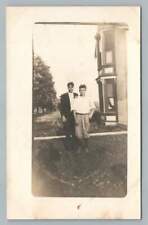 Handsome Boy Friends RPPC Dundee Michigan Antique Snapshot Photo 1914 picture