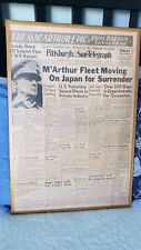 1945 Pittsburgh Sun-TelegraphNewspaper  WWII Original Front Page Framed Aug 26 picture