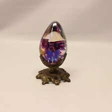Vintage Crystal Egg Stone with Metal Stand picture
