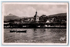 Evian-Les-Bains France Postcard Lake Boat Canoeing Scene 1945 RPPC Photo picture