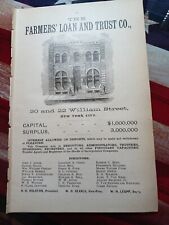 1889 Print Ad ~ FARMERS LOAN AND TRUST bank 22 Williams St NYC building Picture picture