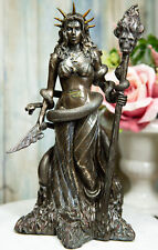 Ebros Greek Goddess Underworld Hecate Holding Fire Skull Staff Statue Figurine picture