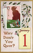 Postcard Why Don't You Quit Gambling For New Years Resolution Shadow Of Devil picture