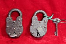 2 Pc. Iron Brass Lock and Key Old Antique Vintage Rare Collectible BD-1 picture