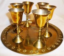VINTAGE SOLID POLISHED BRASS 7 Pcs CORDIAL SET INDIA picture