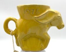 1975 Yellow Democrat Donkey Political Mug, Frankoma Pottery Oklahoma Vintage picture