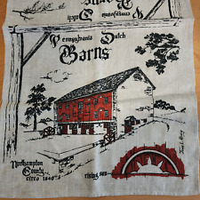 Vtg  Kay Dee  Pennsylvania Dutch Barns Linen Tea Towel NOS/ picture