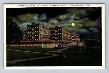 New London CT-Connecticut, Griswold Hotel Night, Eastern Point Vintage Postcard picture
