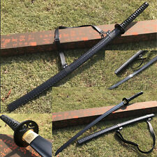 Hand forged all black 1095 blade japanese Katana samurai real sword tang picture